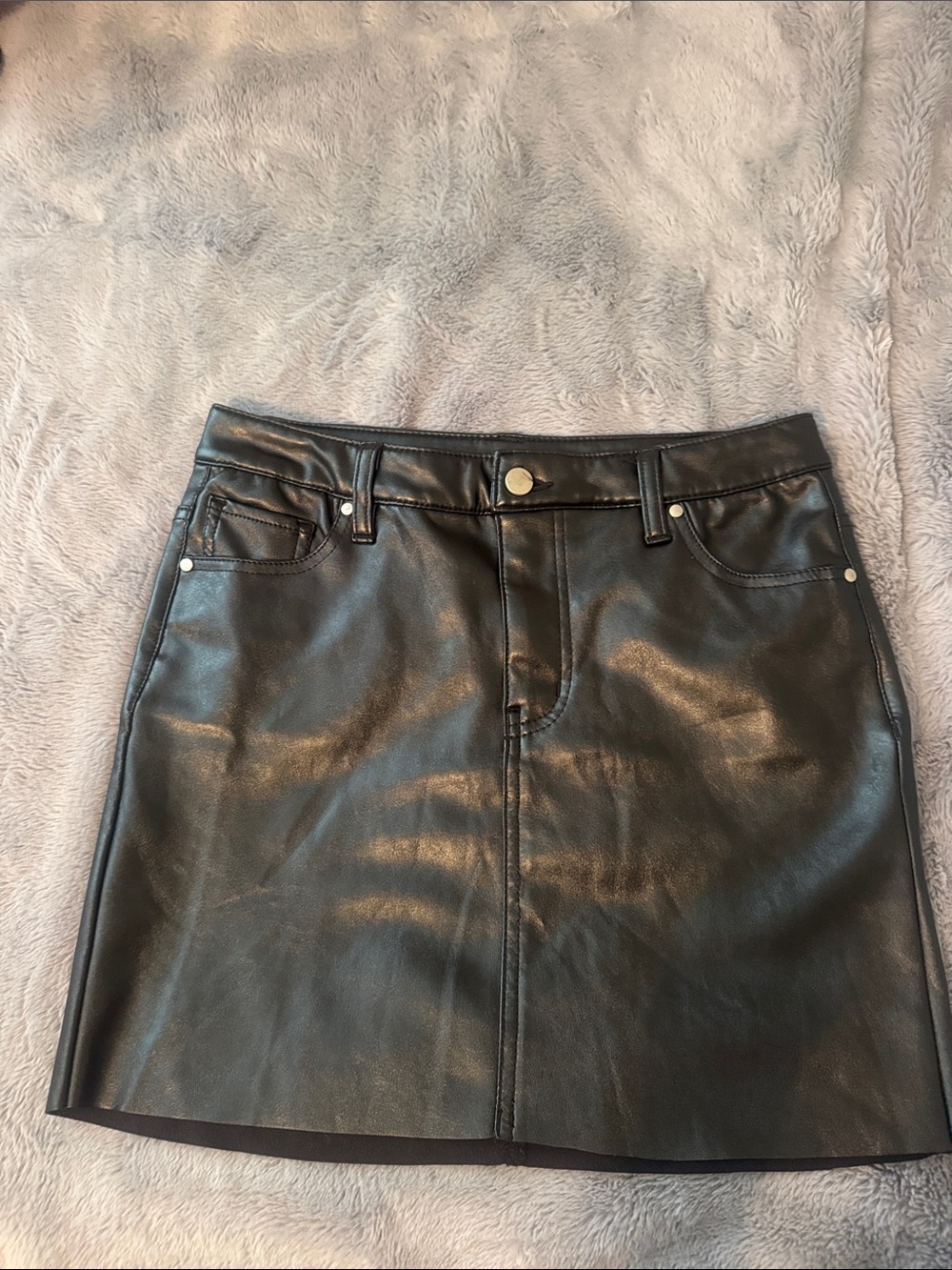 love, Fire Black Faux Leather Mini Skirt